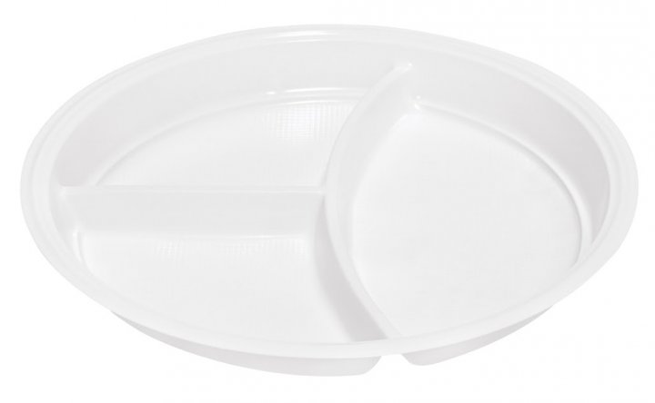 Тарілка одноразова з перегородкою, пластикова, 210мл